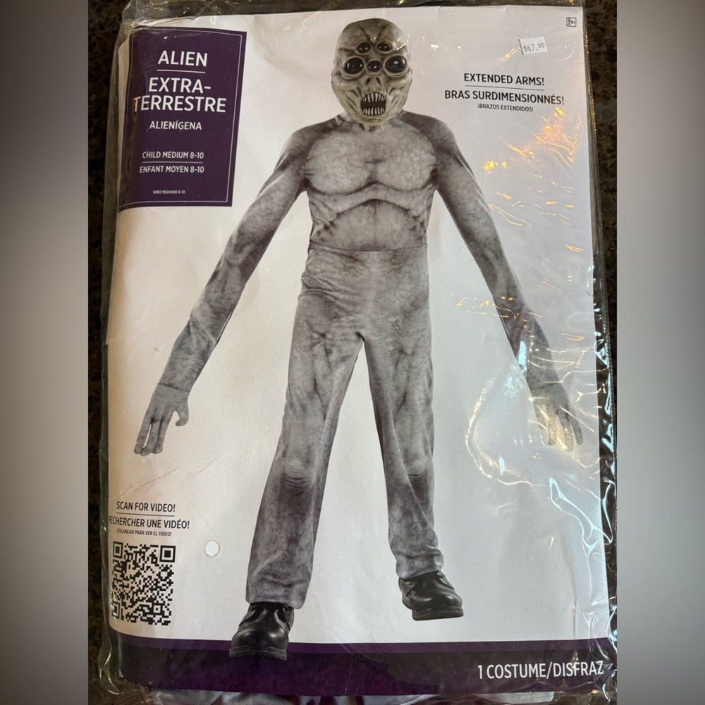 Alien Costume with Extended Arms - Child Medium (8-10) - NWT